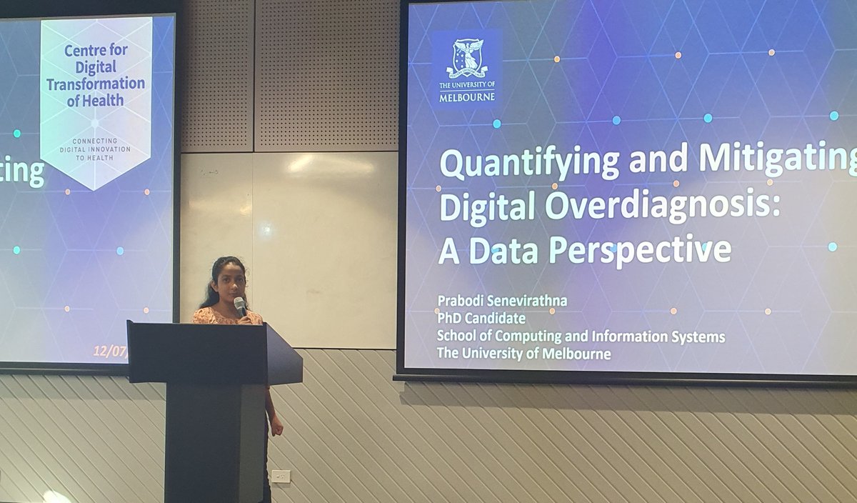 Prabodi Senevirathna (@prabodii) on Twitter photo Presented my research, "Quantifying and mitigating Digital Overdiagnosis" at Emerging Researchers in Health Informatics Symposium 2022 <a href="/Macquarie_Uni/">Macquarie University</a> . This was a great platform to share the knowledge and thanks for everyone who supported me!😇
#ERHIC2022 #DigitalHelath #latepost Presented my research, "Quantifying and mitigating Digital Overdiagnosis" at Emerging Researchers in Health Informatics Symposium 2022 <a href="/Macquarie_Uni/">Macquarie University</a> . This was a great platform to share the knowledge and thanks for everyone who supported me!😇
#ERHIC2022 #DigitalHelath #latepost