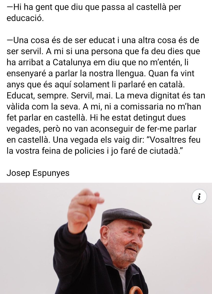 Tant de bo hi hagués més persones com el Josep Espunyes! 👏👏👏👏  <a href="/mantincelcatala/">Mantinc el Català</a> <a href="/llenguacat/">Plataforma per la Llengua #ResistènciaQuotidiana</a> <a href="/DoblatgeCatala/">Doblatge en català</a>