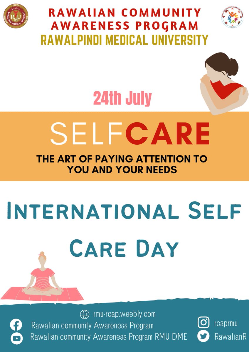 RawalianR's tweet photo. Every year on *July 24th* , International Self Care Day promotes *self-care as a vital foundation of health.* It’s also a day for people around the world to prioritize self-care and make it a part of their lifestyle.
 "Self Care is not self- indulgence, it is self preservation " https://t.co/90oK2bE6oc