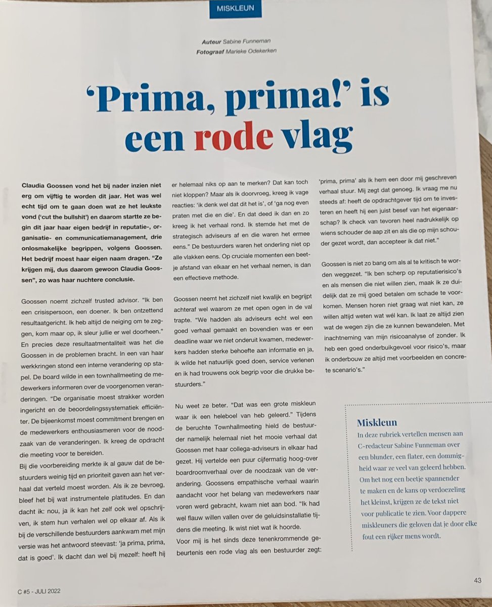 Roland1976's tweet photo. Herkenbare casus van @ClaudiaGoossen in C deze maand. Onverschilligheid van interne opdrachtgevers tijdens een communicatietraject is écht een red flag. https://t.co/GmPhkMEJUh