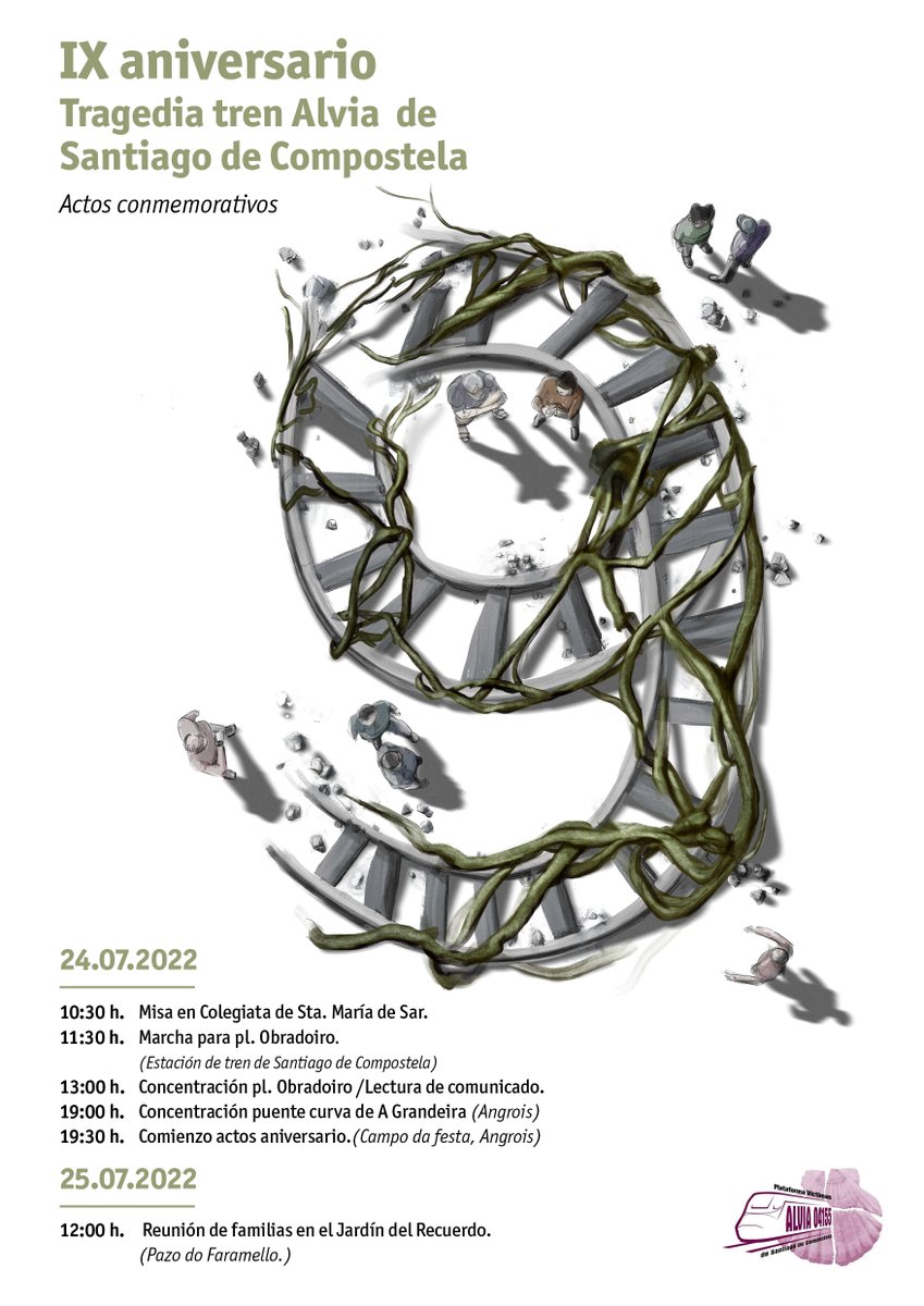 Aniversario #Angrois. Hoy se cumplen nuevo años del accidente del Alvia en el que fallecieron 80 personas y otras 144 resultaron heridas. La Asociación de Víctimas celebra hoy varias actividades en Santiago de Compostela en recuerdo de la tragedia.