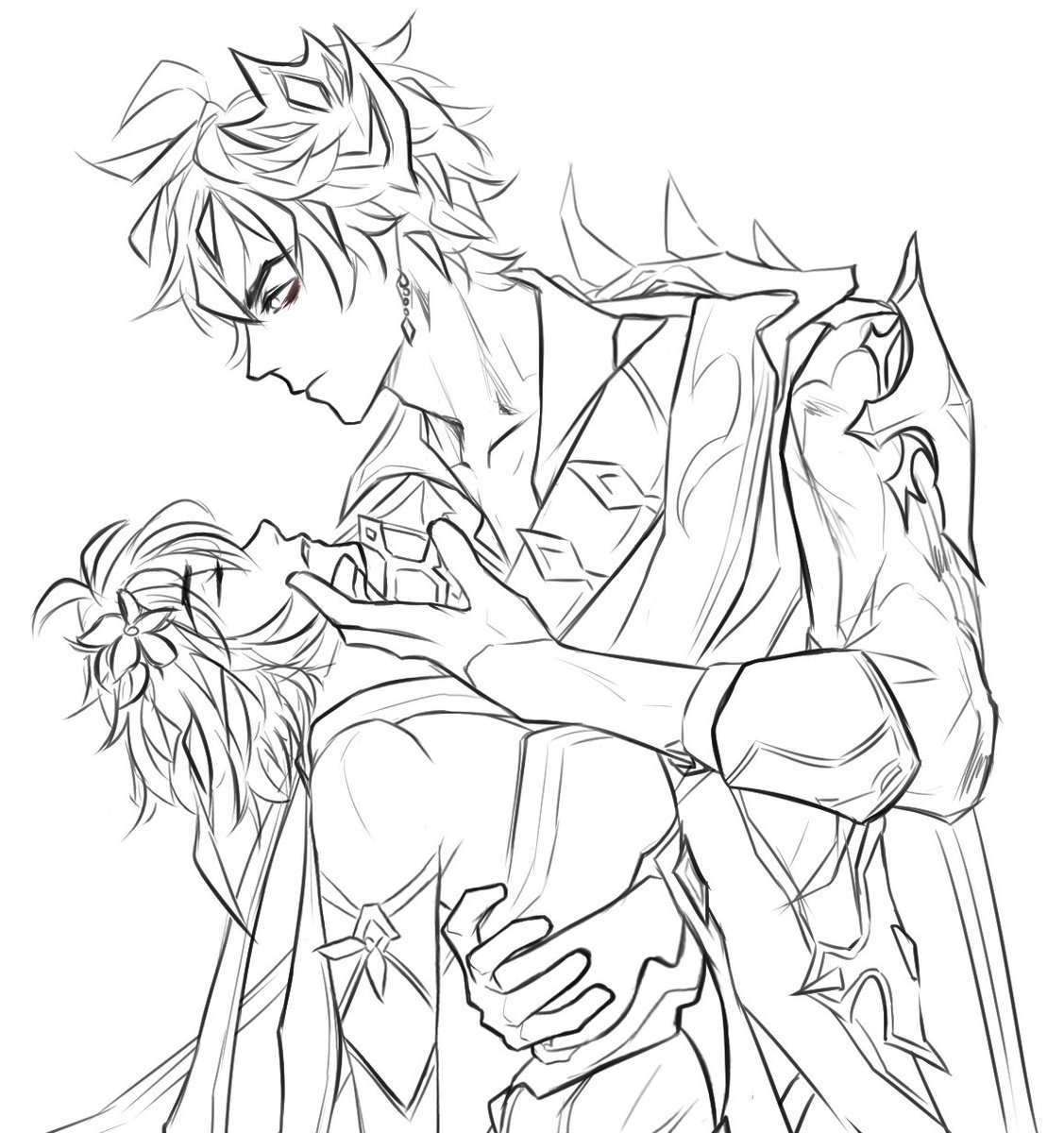 tiaselani's tweet image. Some sketches.*•°

#genshin #tartaglia #scaramouche #fanart