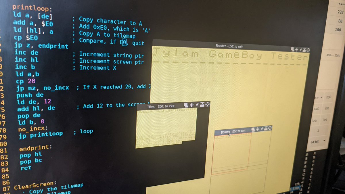 jylam's tweet image. Reaching peek nerd level, coding on Game Boy using my own emulator