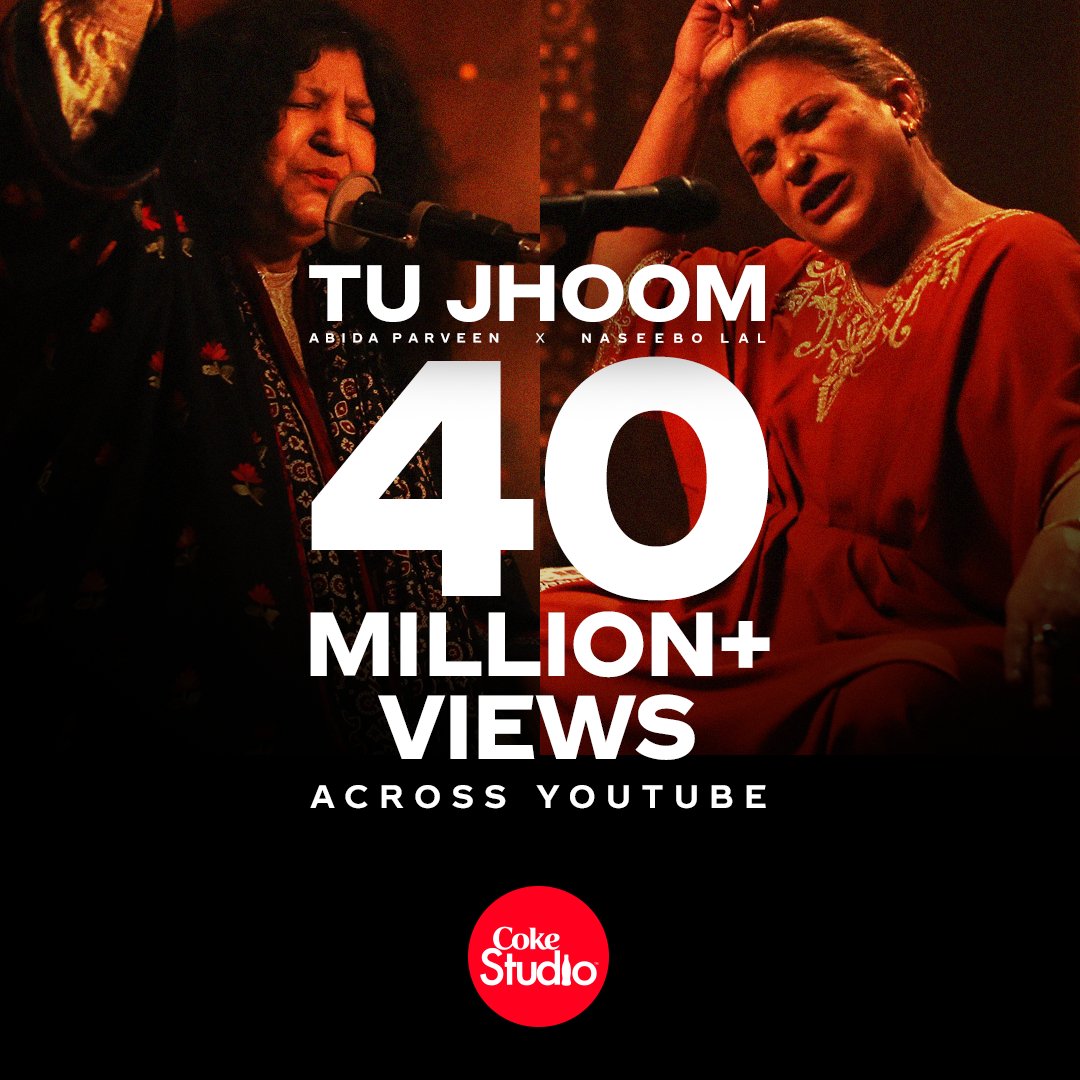 Tu Jhoom crosses 40 million YouTube views! Thank you all for sharing and expressing your sensitivities and love with #TuJhoom #CokeStudio14 #SoundOfTheNation