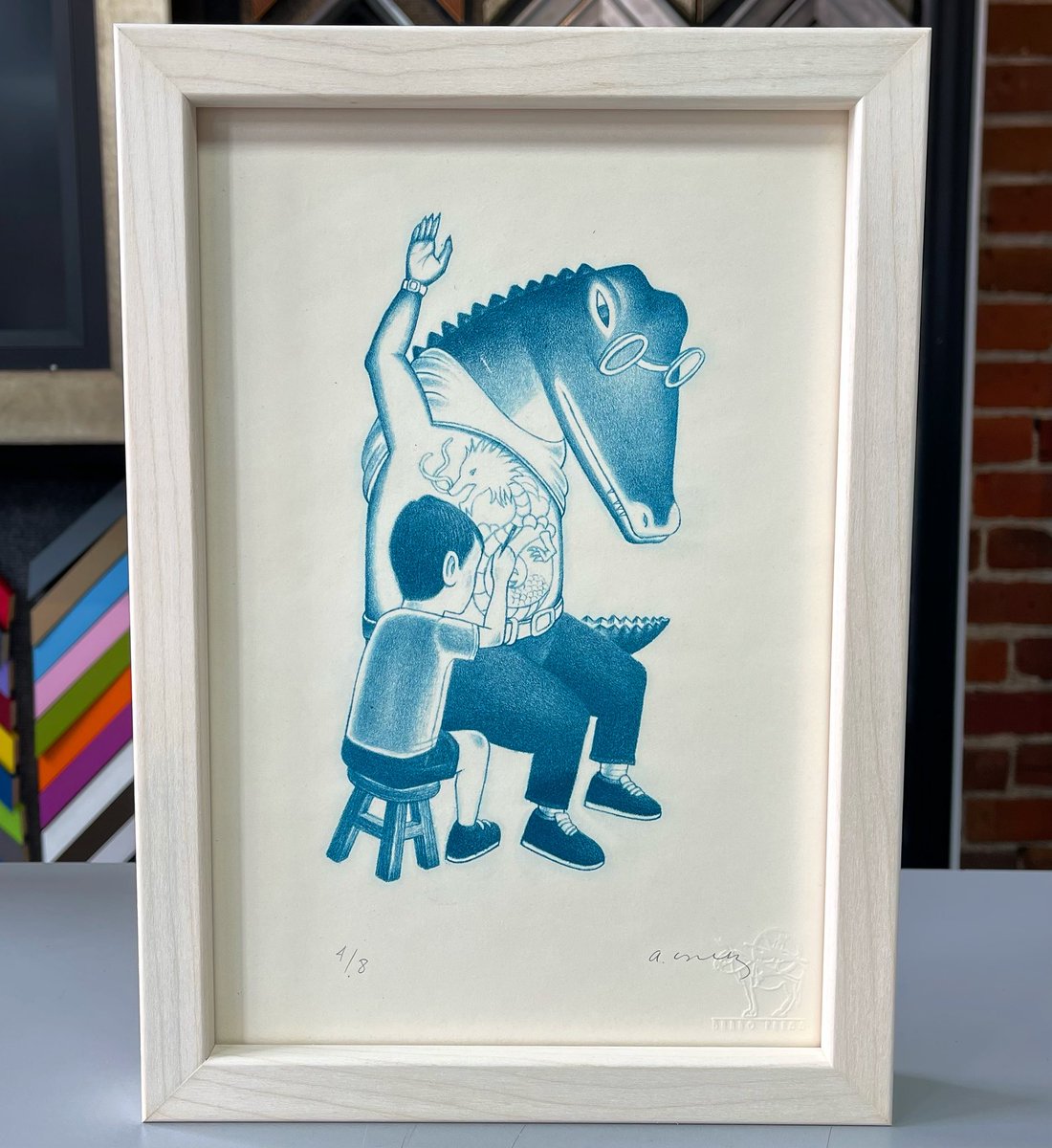 5280customframe's tweet photo. Limited Edition print by Hecho a Mano custom framed with glass spacers, museum glass and frame by @RomaMoulding! #art #denver #colorado #pictureframing #customframing #5280customframing #albertocruz @truvueglazing https://t.co/5E7Fciab45