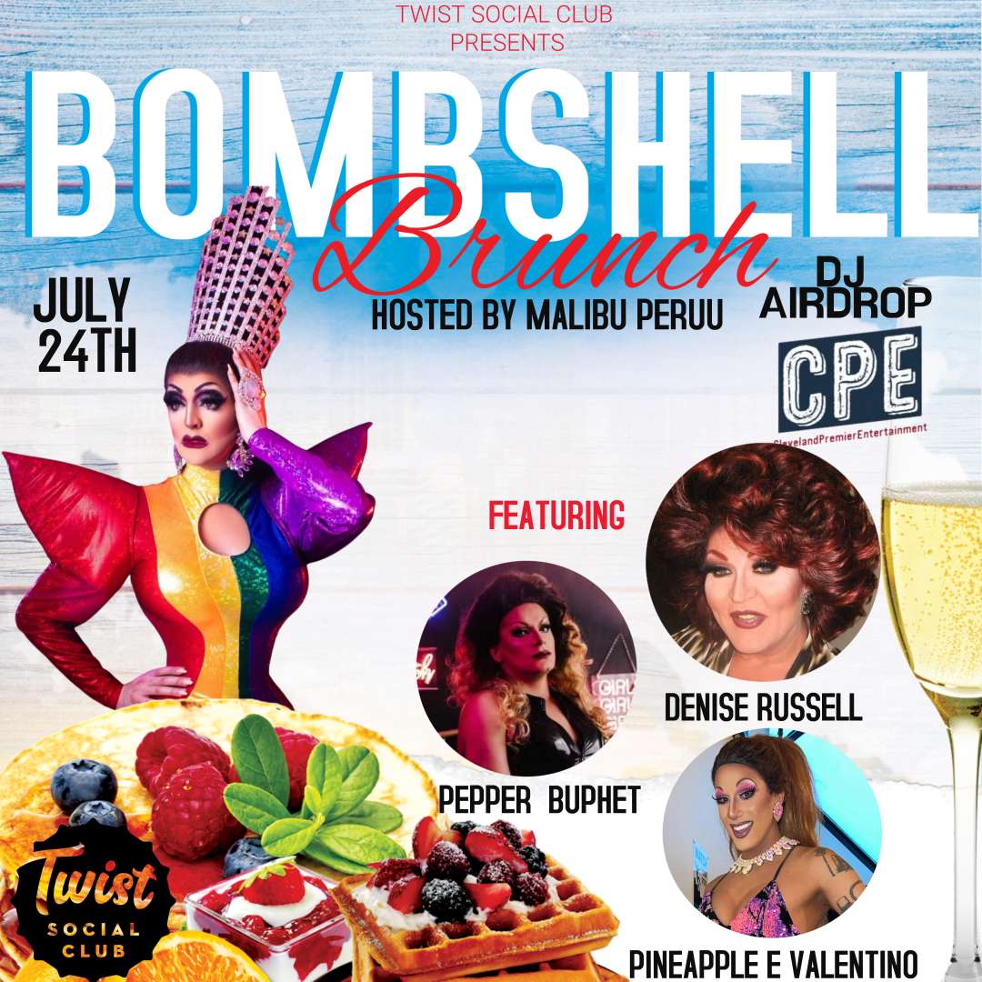 Drop whatever breakfast plans you had, because it's Bombshell Brunch time! Show starts at 1pm, so arrive early.
Hosted by Miss 2022 All Star Malibu Peruu 
Co-Hosted by Pineapple E Valentino 
 Special guest performances by Denise Russell &amp; Pepper Buphet