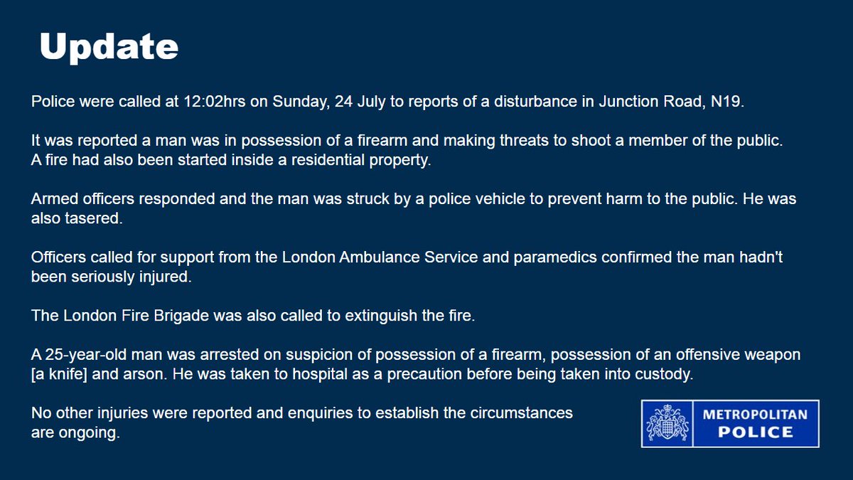 #UPDATE | A man has been arrested after police were called to a disturbance in #TufnellPark. No injuries were reported. Read more below ⬇️.