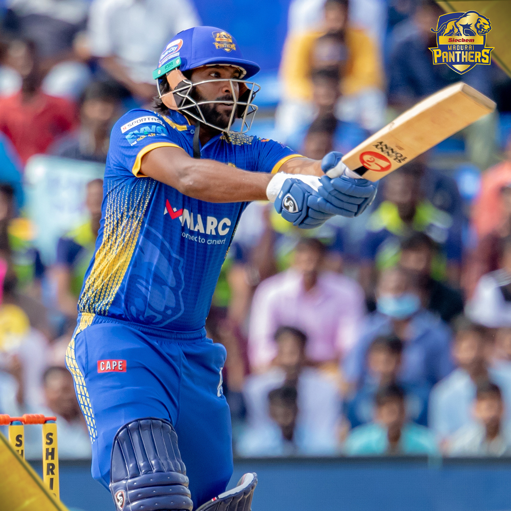 maduraipanthers's tweet photo. 📸 Some photos from today's victory over Trichy Warriors. 

🔵 𝐖𝐞 𝐚𝐫𝐞 𝐞𝐧𝐭𝐞𝐫𝐢𝐧𝐠 𝐭𝐡𝐞 𝐩𝐥𝐚𝐲𝐨𝐟𝐟𝐬 𝐰𝐢𝐭𝐡 𝐚 𝐰𝐢𝐧𝐧𝐢𝐧𝐠 𝐦𝐨𝐦𝐞𝐧𝐭𝐮𝐦!

#SMPvRTW #TNPL #TNPL2022 #MaduraiPanthers #PoduSakkaPodu https://t.co/8kgFx4QmrE