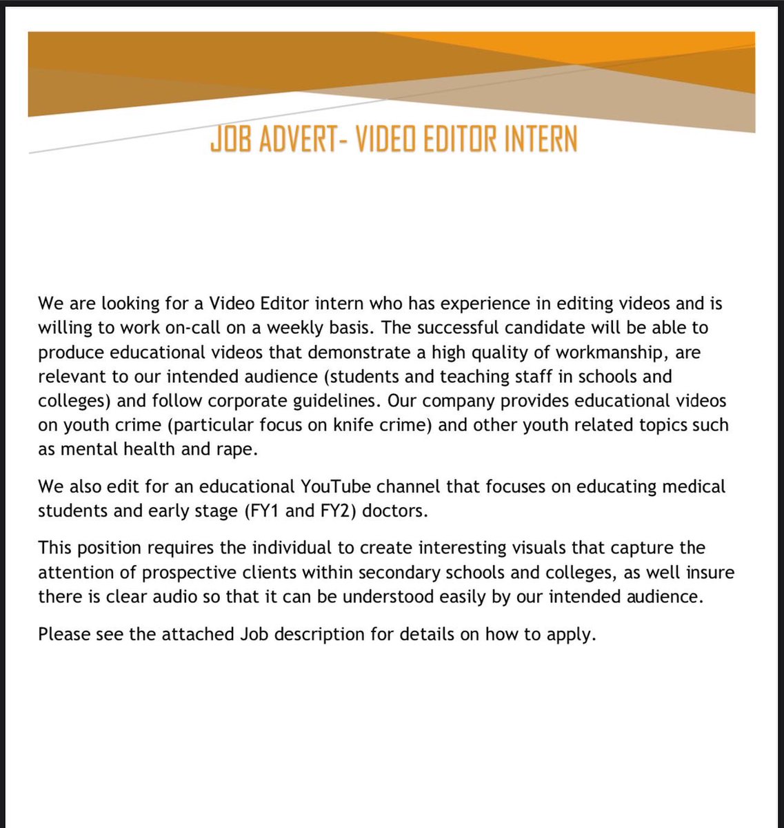 Aba_speaks's tweet photo. JOB POST! Currently recruiting for 2 intern positions within my social impact company. If you know any young people interested in gaining experience on flexi basis please share and DM for further details #JobAlert #education #media #socialwork #intern #videoeditor #socialjustice https://t.co/0MDE2j56lE