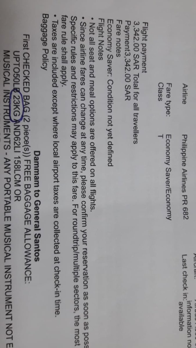 mooleen1's tweet photo. @flyPAL Hi, I have a flight tomorrow , I want a clarification about the baggage.
Is it 23kg only or 2 pieces 23+23= 46 https://t.co/oey0g6W9oJ