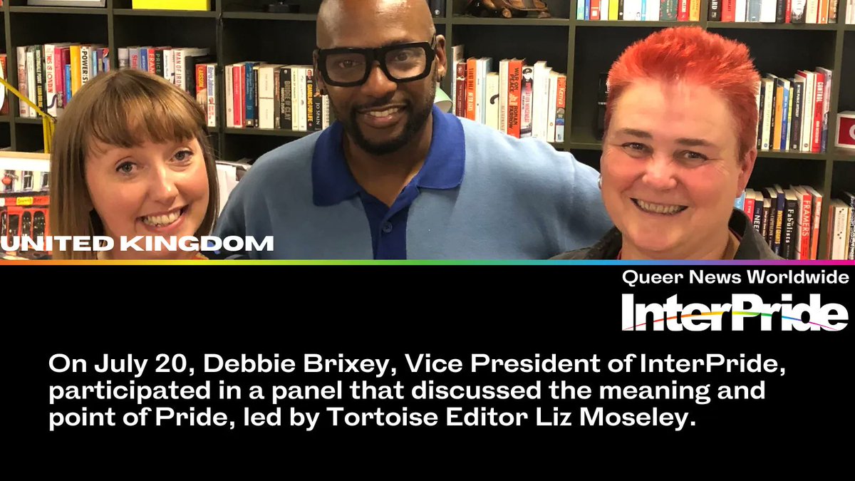 InterPride's tweet photo. July 20: @BrixeyDebbie Vice President of #InterPride, participated in a panel that discussed the meaning &amp; point of #Pride, led by @tortoise Editor @lizbethmydear 

Read: https://t.co/60p9e43ogj

#ChristopherJoellDeshields #MarkSimpson #PrideMovement 
@oxfordpride @PrideInLondon https://t.co/YtTmee5n4X
