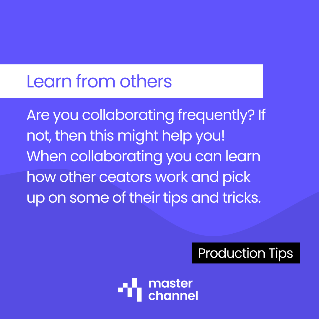 masterchannelai's tweet photo. 🎶 Music production tip #8: Collaboration

You can learn a lot about how other creators work through collaboration with artists, songwriters and producers.

Find out more here: https://t.co/nPkvg5HNTr

#productiontips #masterchannel #musicproduction https://t.co/ROOhQJQOrV