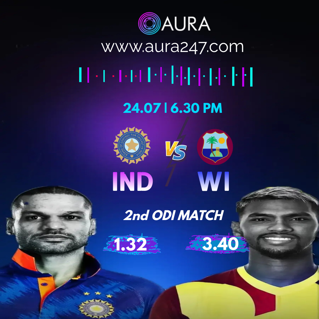 Match 2nd ODI - IND vs WEST INDIES🔥 ✅100% Deposit Bonus ✅ Instant Withdrawal ✅Easy Deposit methods ✅24/7 Customers Support ✅Minimum Deposit Win BIG !🎉 Visit aura247.com 💯 #IndianCricketTeam #IndvsWI #indiavswestindies #WIvIND #bettingexpert #Trending