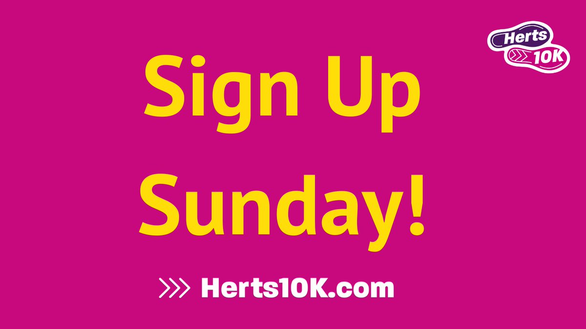 HERTS10K's tweet photo. It’s #SignUpSunday ✅

Get your next challenge in the diary and sign up for the fantastic #Herts10K today! 

For more information and to register head to 👉 https://t.co/p8DpuaGSa1 https://t.co/b1YGdlgV97