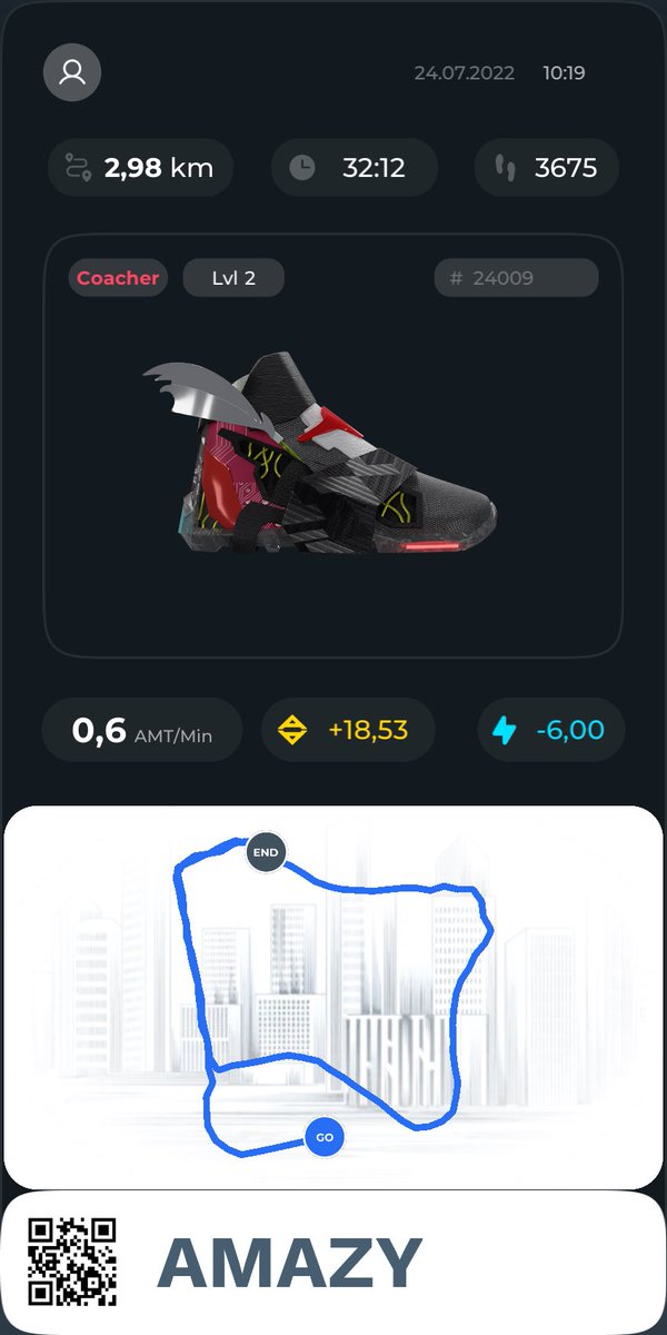 stalkerlegend's tweet photo. Hi @amazyio 👋
Day 4 in #AMAZY test
I really like my Coacher ❤️
👟 Coacher 2 lvl
🔸 AMT +18,53
🔹 Total AMT 21,80
Good day everyone✌️
#MoveToEarn #Move2Earn #M2E #CryptoWalker #AMAZYTEAM https://t.co/BAOutzIHKp