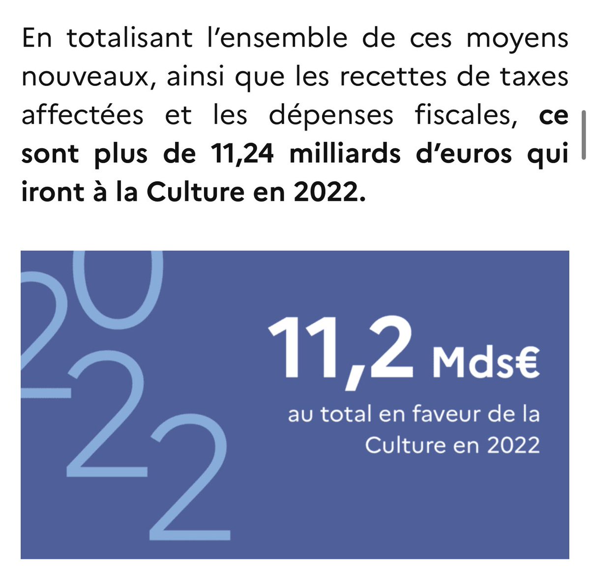 Si la suppression de la redevance vous inquiète quant au financement d’un audiovisuel public de qualité, dites vous qu’aucun autre président qu’<a href="/EmmanuelMacron/">Emmanuel Macron</a> n’a consacré autant d’argent public à la culture.