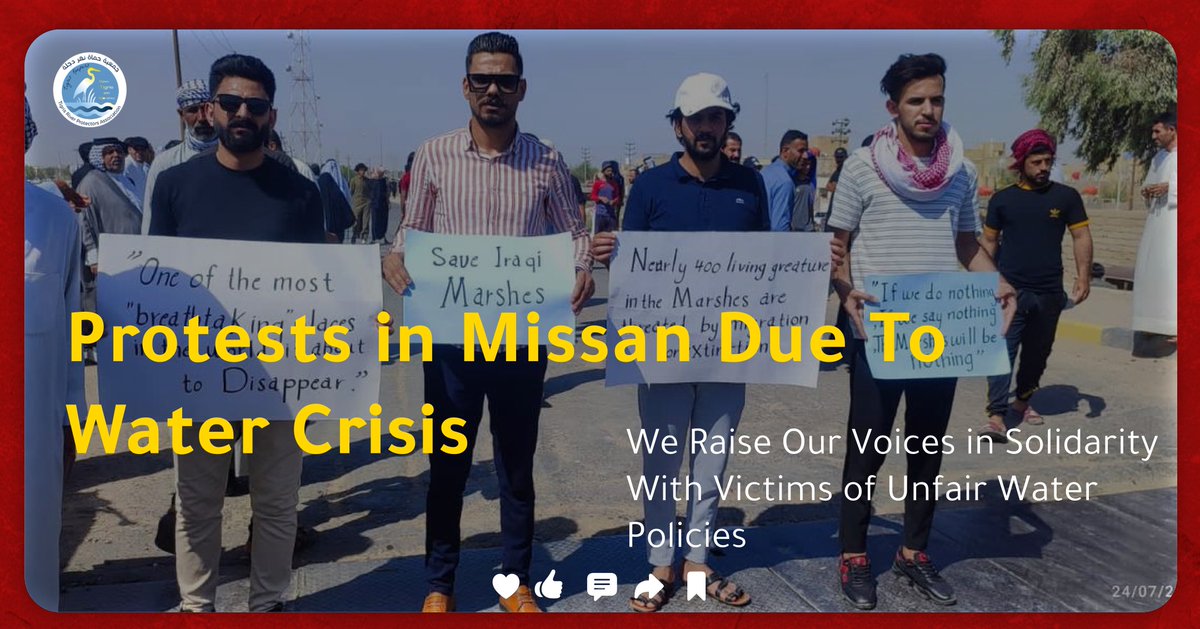humatdijlah's tweet image. #WaterCrisis | Protests in #Iraq’s Missan broke, today, due to the drought crisis that effected the majority of locals. 

We joined in solidarity, raising the voices of voiceless victims as they are dying due to drought!!

#HumatDijlah