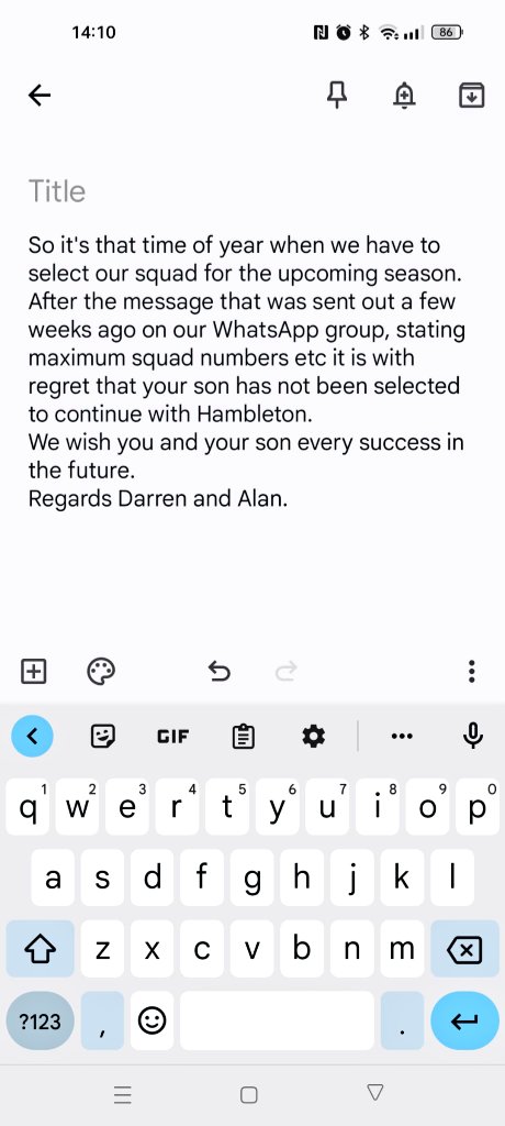 wardstuff's tweet photo. @FA so I recieved this message from my sons manager. But learnt they took other players on after they kicked him out, how is this the right way to treat kids? https://t.co/BJSSHydpBD