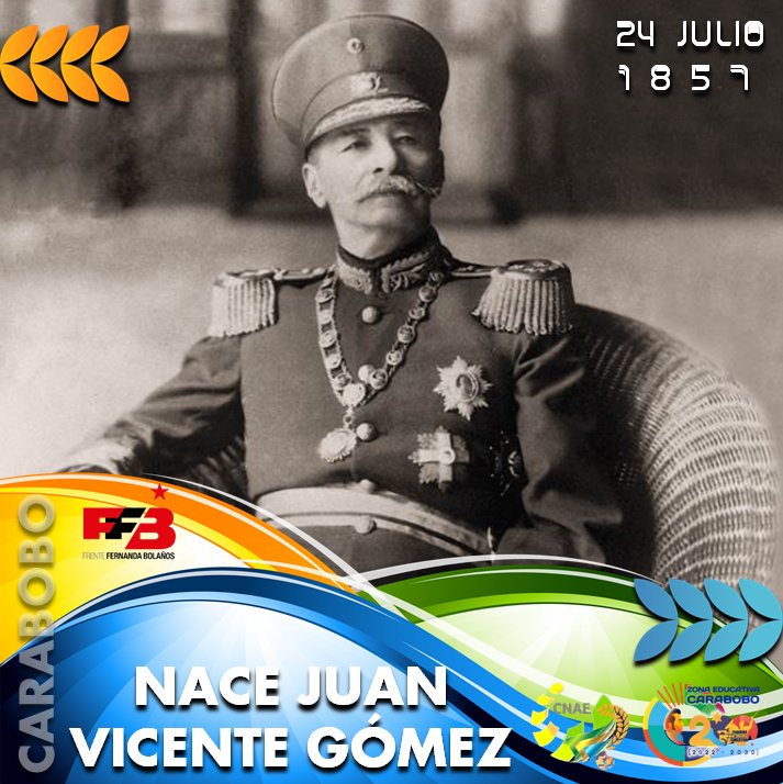 cnaenagua10's tweet photo. #24Jul (1857) Nace en La Mulera Edo Táchira, Juan Vicente Gómez

"El Benemérito" fue un Militar y Político Venezolano, que gobernó de manera Autoritaria desde 1908 a 1935. Le dió forma al Estado Venezolano🇻🇪 y creó la Aviación Nacional 🛩️

#VivaElLibertadorBolívar @_LaAvanzadora https://t.co/c9LQJKo6T9
