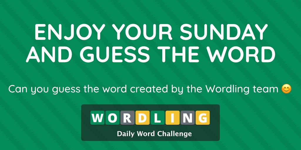 It's Bonus Wordle time!🥂 

Come check the team's challenge for today and have a great Sunday!😊

Here's the link: wordling.page.link/gArVsQcmftCauv…

Let us know if you got the answer in the comments! 👇

#Wordle #dailywordleclub #dailywordchallenge #sundayvibes #sundaygame