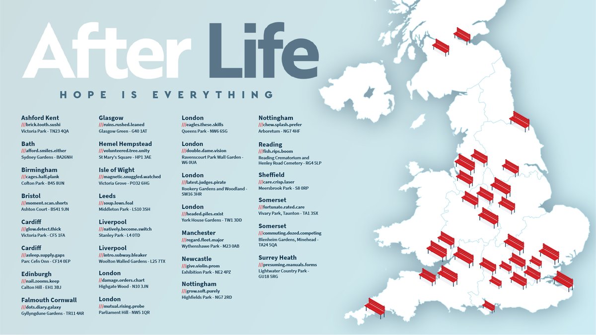If you get a chance this summer, try to find one of the 30 #AfterLife benches we’ve stuck around the country to encourage people to talk. #HopeIsEverything 

📍 thecalmzone.net/afterlife/