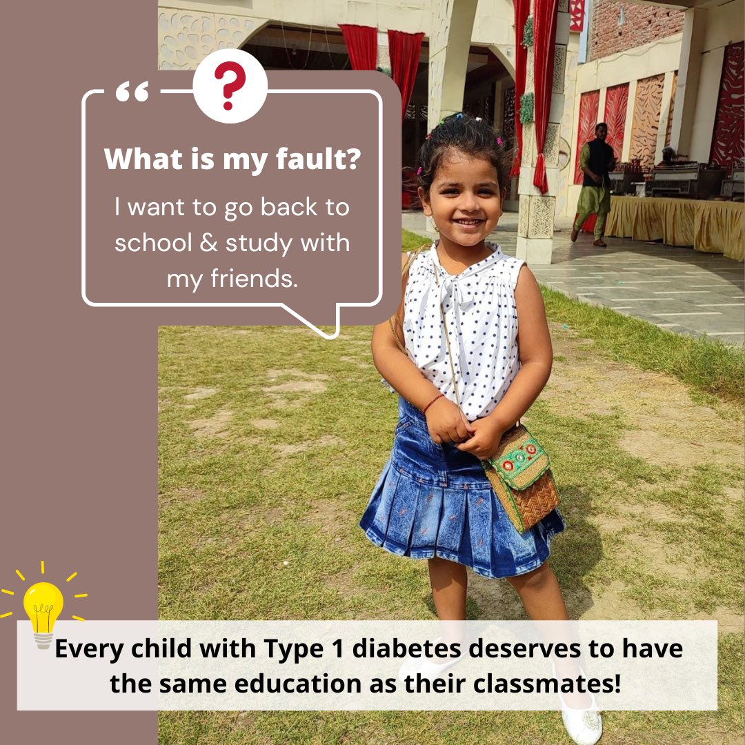 Jyotsana Rangeen (@jyotsanarangee3) on Twitter photo Incidents that call our faith in humanity into question!
Navya is a bright young child who is eager to go to school, but she has allegedly been prevented from doing so for the past seven months due to a #type1diabetes diagnosis.
<a href="/DIYAbetesINDIA/">Diabetes India Youth in Action</a> Incidents that call our faith in humanity into question!
Navya is a bright young child who is eager to go to school, but she has allegedly been prevented from doing so for the past seven months due to a #type1diabetes diagnosis.
<a href="/DIYAbetesINDIA/">Diabetes India Youth in Action</a>