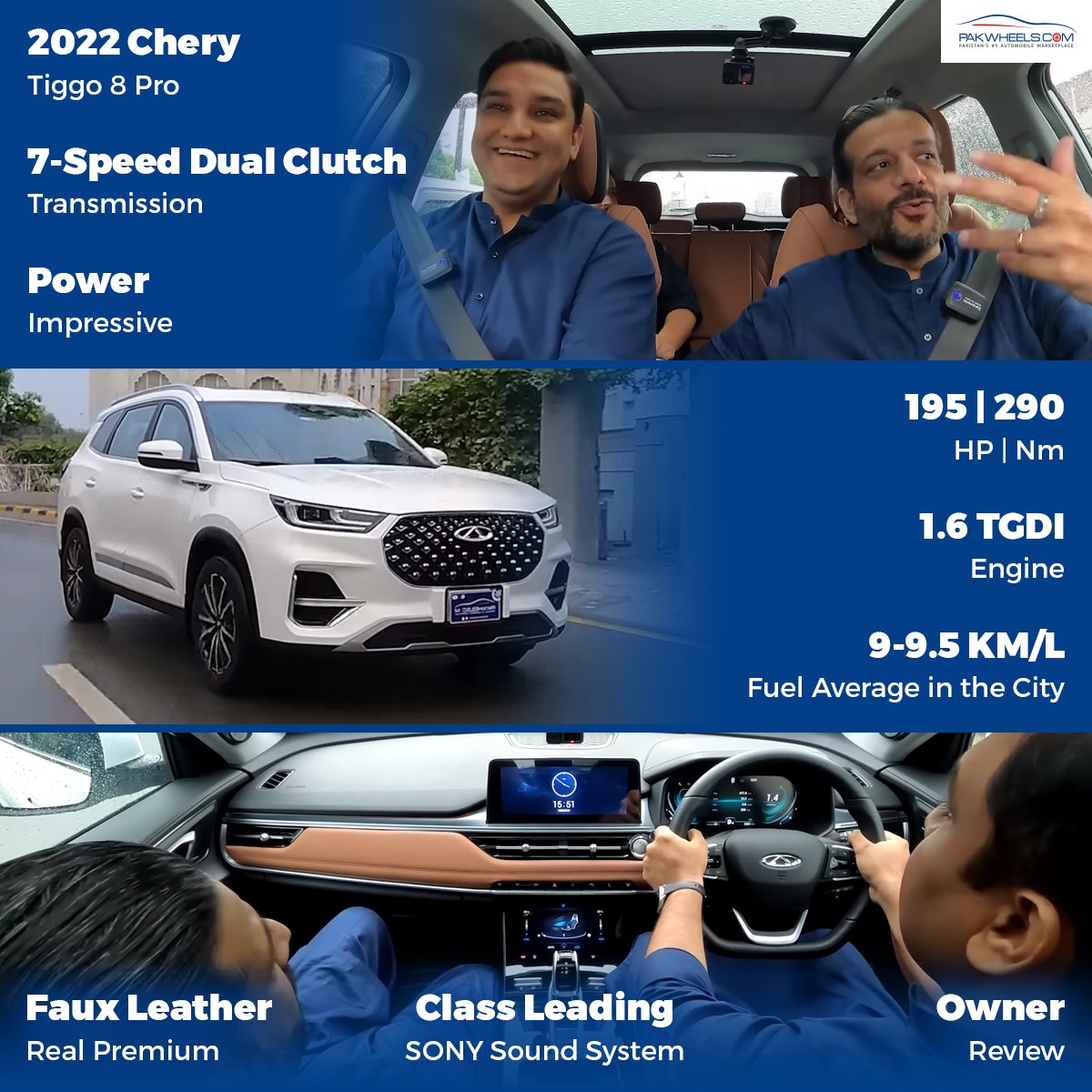 PakWheels's tweet photo. We’re back with the owner’s review of the Chery Tiggo 8 Pro with our expert Mr.Suneel.
Watch the video here: https://t.co/qRGxaE79O9 

#pwblog #Cherry #Tiggo8 https://t.co/SdGiwBazJr