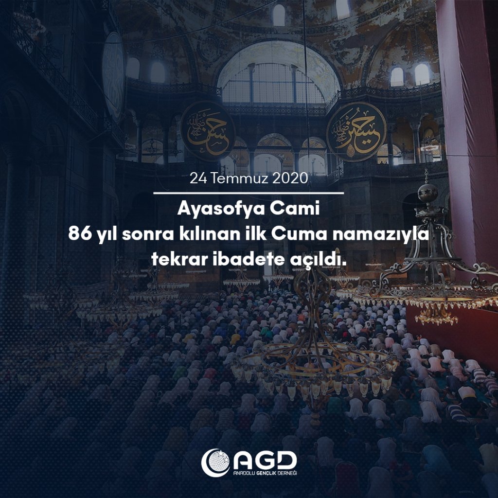 Yıllardır bıkmadan, usanmadan, seher vakti; "Zincirler kırılsın Ayasofya açılsın" şiarıyla, Ayasofya meydanında kıyama duran Anadolu Gençliği'nin kıyamı; Kudüs, Doğu Türkistan, Myanmar ve tüm mazlum coğrafyalar özgürleşinceye kadar devam edecektir.