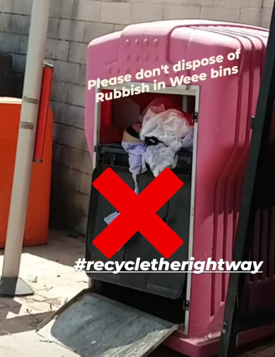 Please don't dispose of Rubbish in the WEEE Bins.
Share to raise awareness 
They are not for refuse.⛔
Thankyou
#recycletherightway
#notforrubbish
#WEEEBINS
#raisingawareness