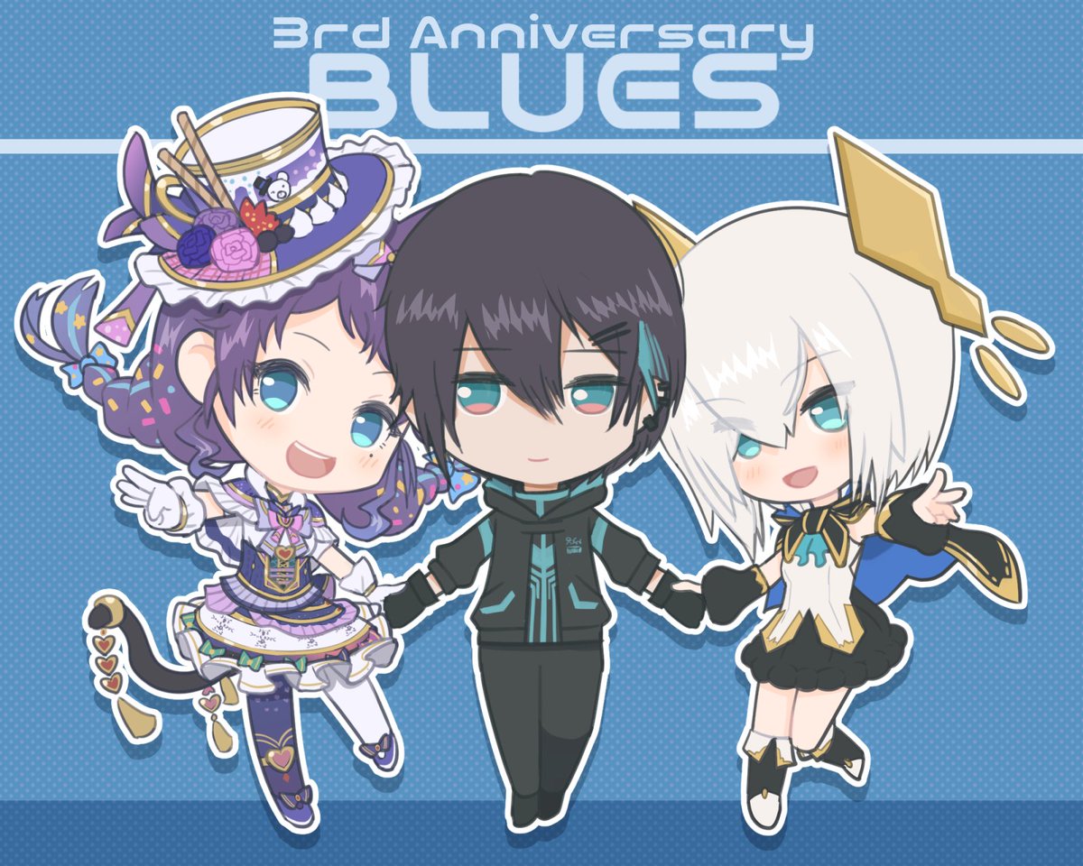 「3周年おめでとう#ぶるーず3周年 #ぶるーずをすこれ#灰画 #ういはぁーと #マ」|地獄犬のイラスト