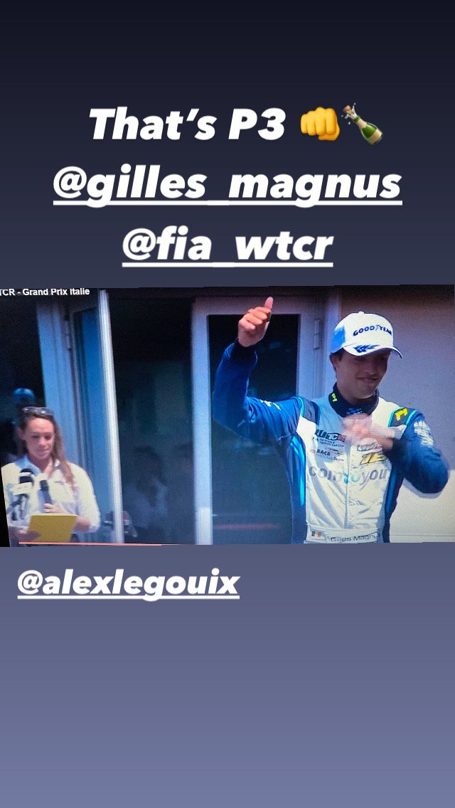 Great job <a href="/DriverMagnus/">Gilles Magnus</a> !! P7->P3 @FIA_WTCR <a href="/Legouix/">αℓεxαη∂яα ℓεgσυιx</a>