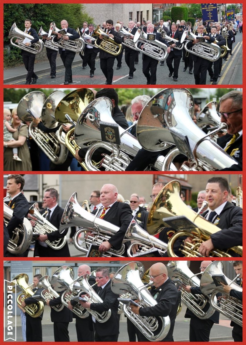BuckleyBand's tweet photo. A wonderful sight leading the Jubilee parade, these magnificent instruments are our E flat and BB flat Basses, affectionately known as 'The Heavy Gang'. #Buckley #rbtb #bicentenary #200years #jubilee https://t.co/mh6ZZBszOy