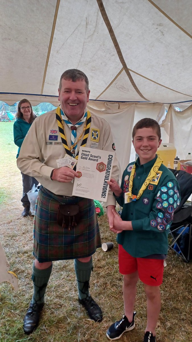 highlanderjamie's tweet photo. Super proud moment to see Ally get his Chief Scouts Gold Award presented by @Sharkey_Scout in the Field of Dreams @BAJamborette https://t.co/W0KF4b8pxI