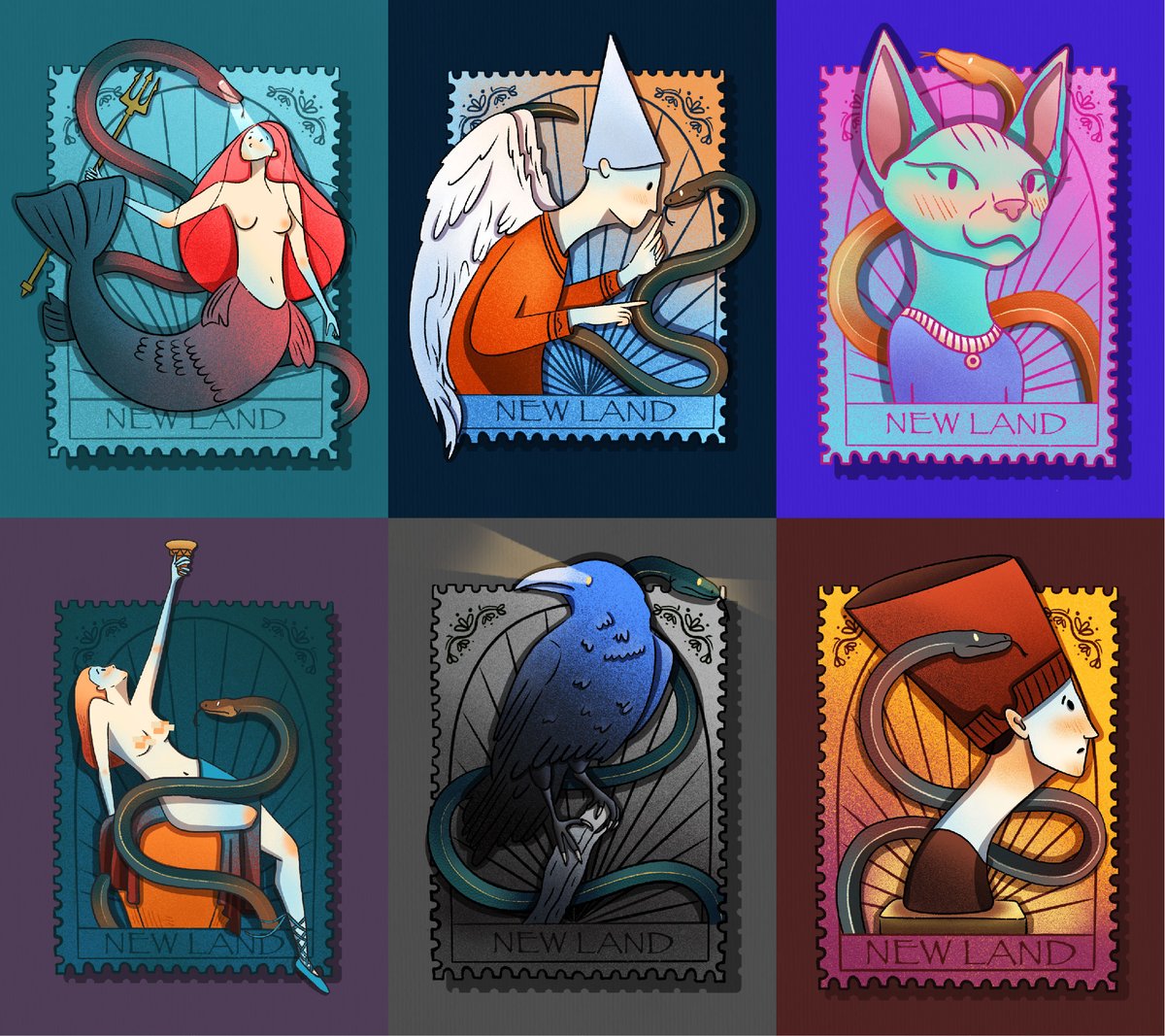 When I was little, my father had a stamp collection
Every time I watched and enjoyed the beautiful and small paintings inside the stamps.
Now I decided to paint a stamp set myself in a new way✨✨
my stamp collection Available on <a href="/rarible/">Rarible</a> 
💓💓✨✨💓💓 
rarible.com/Elahemirzaali