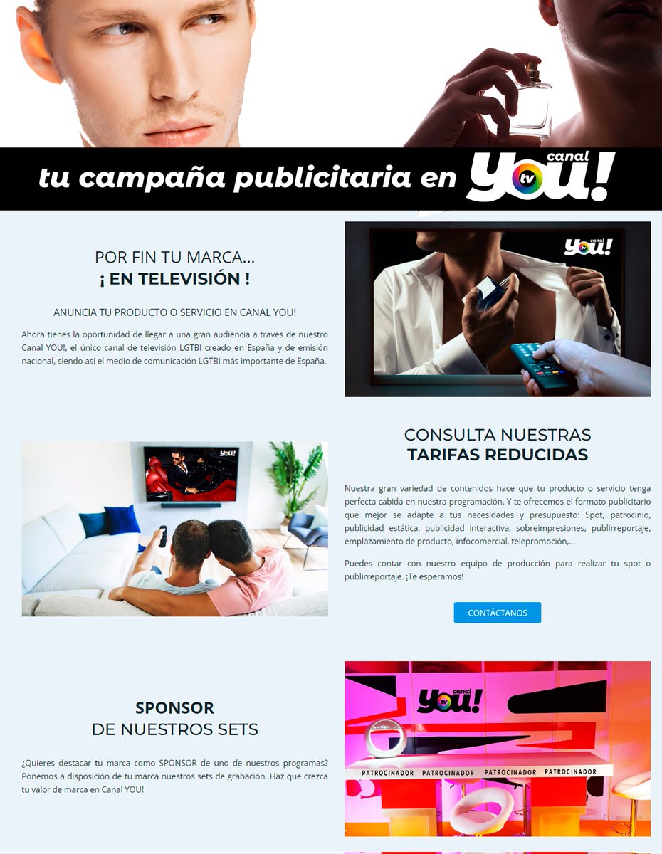 ¡¡Por fin tu marca en televisión!! Anunciate en el primer canal de televisión LGTBI producido en España.