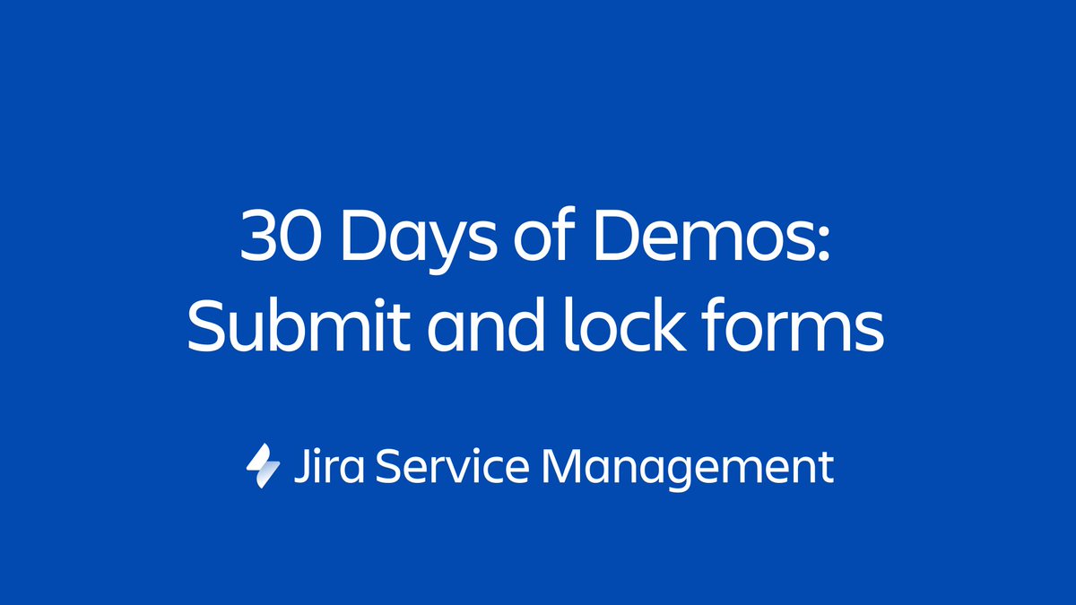 JiraServiceMgmt's tweet photo. What happens when a customer submits a form in Jira Service Management?
Day 17 of 30 Days of Demos. https://t.co/OrY8LN9dPh
#forms30 https://t.co/zN3tq8xvRt