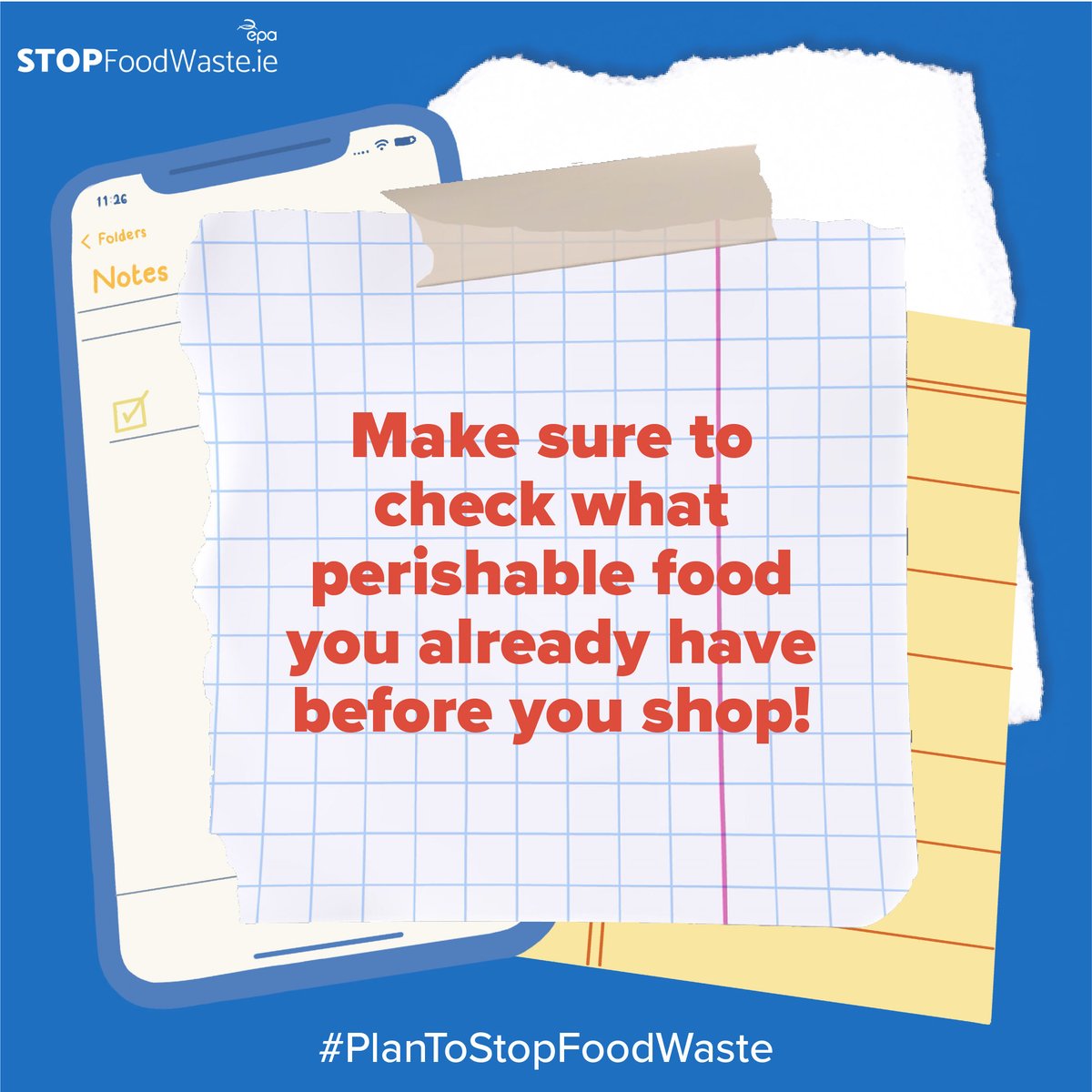 Before you do your food shop, make sure to check the fresh food you already have and use them up to avoid food waste. We have lots of tips and recipes for using up perishable foods in our A-Z guide For more information on how to #PlanToStopFoodWaste visit stopfoodwaste.ie/meal-planning-…