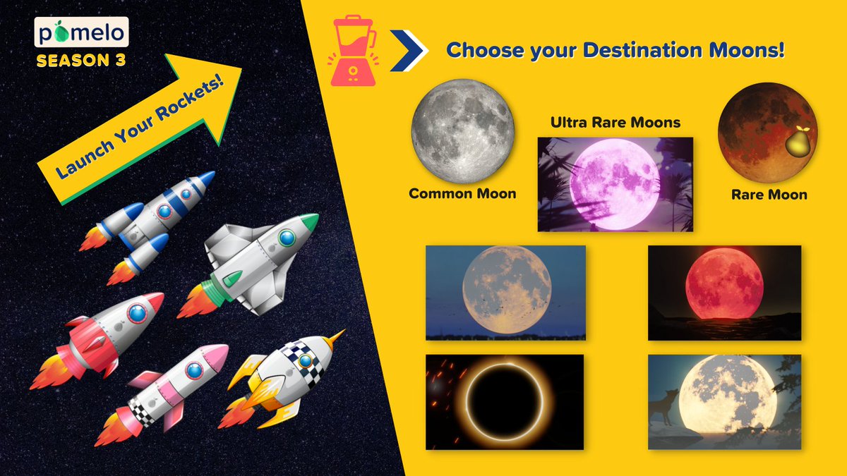 On Tuesday at 13:00 UTC, Pomelo NFT collectors can start launching rockets into space in the hopes of discovering exotic destinations! 🚀 #EOS $EOS

🔥 Rocket launch: blend.dotgems.io/eos/blend.gems…

💰🛠 Buy &amp; craft supplies: harvest.pomelo.io

🍈🧵 #Pomelo #NFT mega thread 🧵🍈
