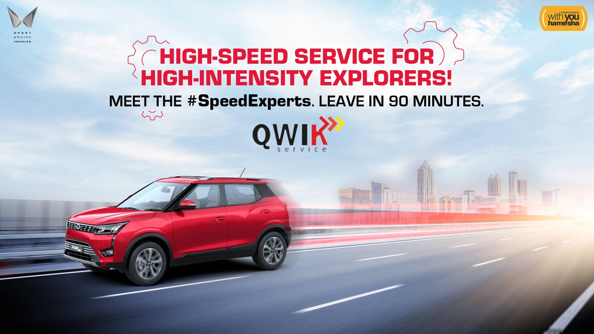 18002096006's tweet photo. Time &amp; Mahindra owners, wait for none! Keep it that way with the #SpeedExperts at your service. 

Book your 90-minute QWIK service now https://t.co/0Yaj98osqS

#WithYouHamesha https://t.co/uHHsQEkLrK