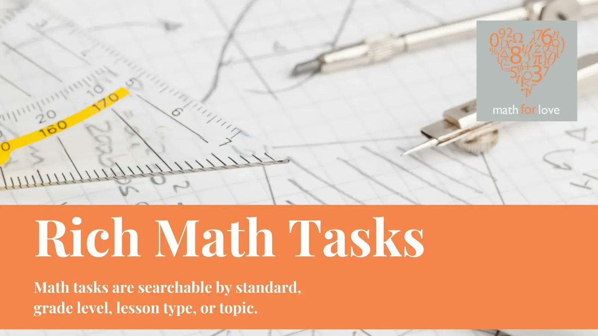 Math for Love's site has ready to use math tasks that are searchable by grade level, standard, lesson type, or topic: bit.ly/3FrjZB4 #MTBoS #CCSS #coreadvocates