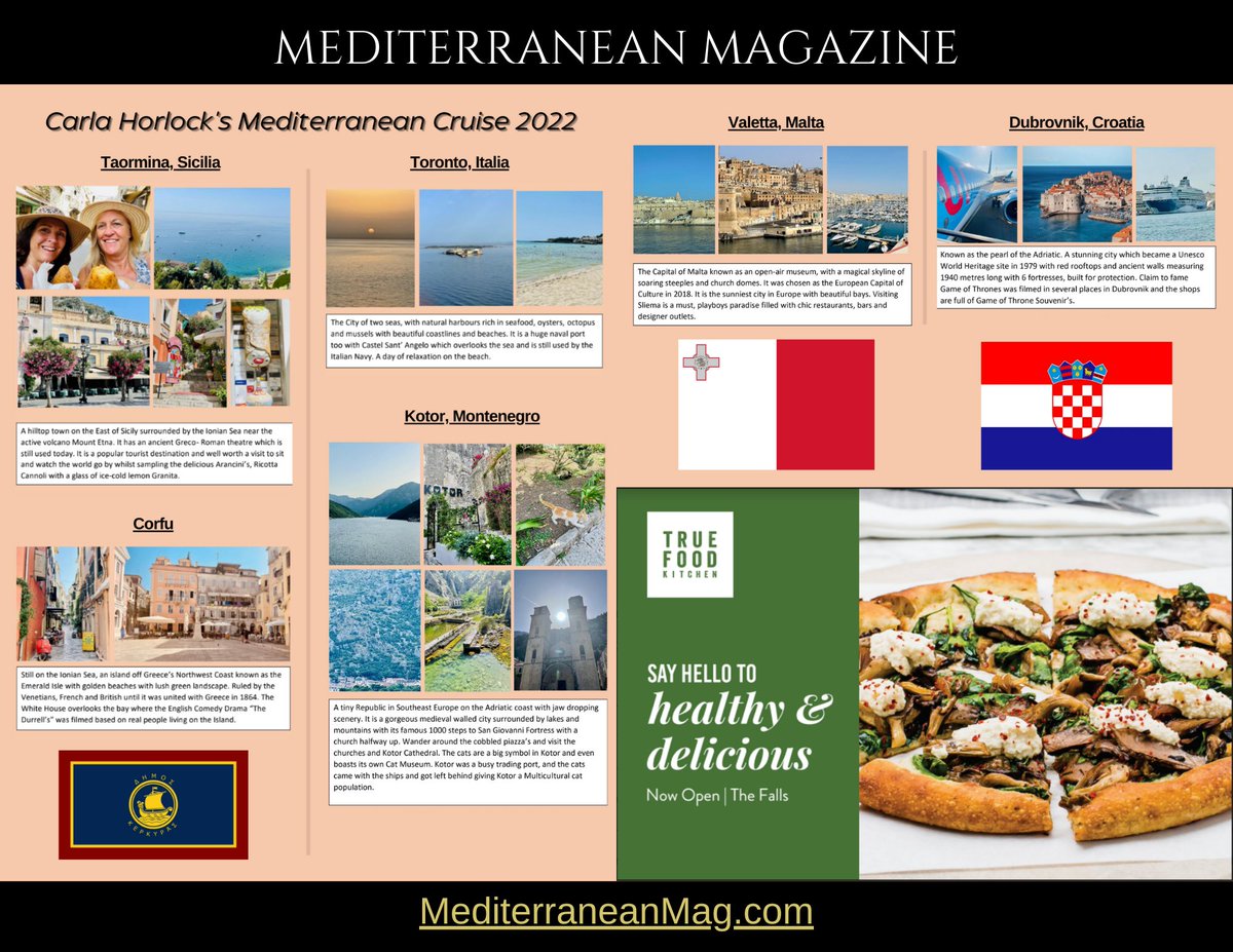 mediterraneanUS's tweet photo. Carla Horlock's Mediterranean Cruise!  Find the article in Mediterranean Magazine on pages 9 &amp; 10 at: https://t.co/YMptLQfUm0
#carlahorlock #cugine #famiglia https://t.co/7c4RnW0sgJ