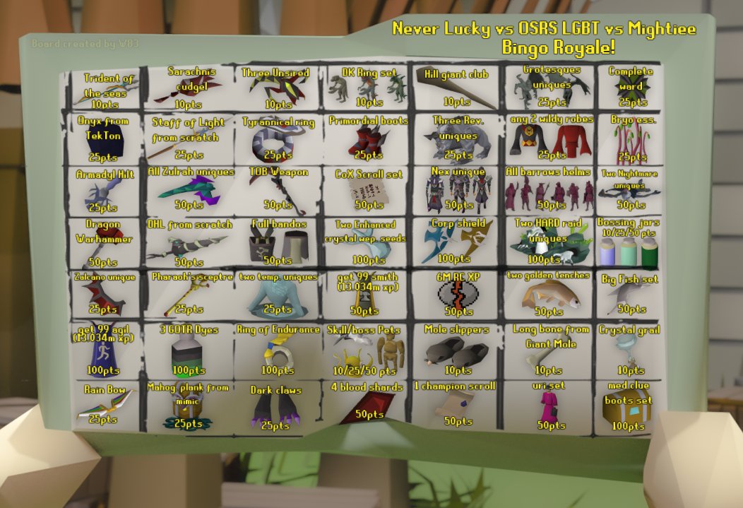 OSRS_LGBT's tweet photo. Our bingo event has begun! Keep up to date with our progress here: https://t.co/RuLCyCj3RW https://t.co/R6PnXxrzFH