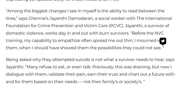 <a href="/prajnya/">Prajnya Initiatives</a> <a href="/pcvc2000/">PCVC</a> Here's an excerpt from this piece by @SaranyacTOI on the relevance of nonviolent communication (NVC) in social change.

Also featuring the work of <a href="/manasisaxena/">Manasi Saxena</a> and <a href="/encompassion_/">enCOMPASSion</a> at the grassroots in Noida!