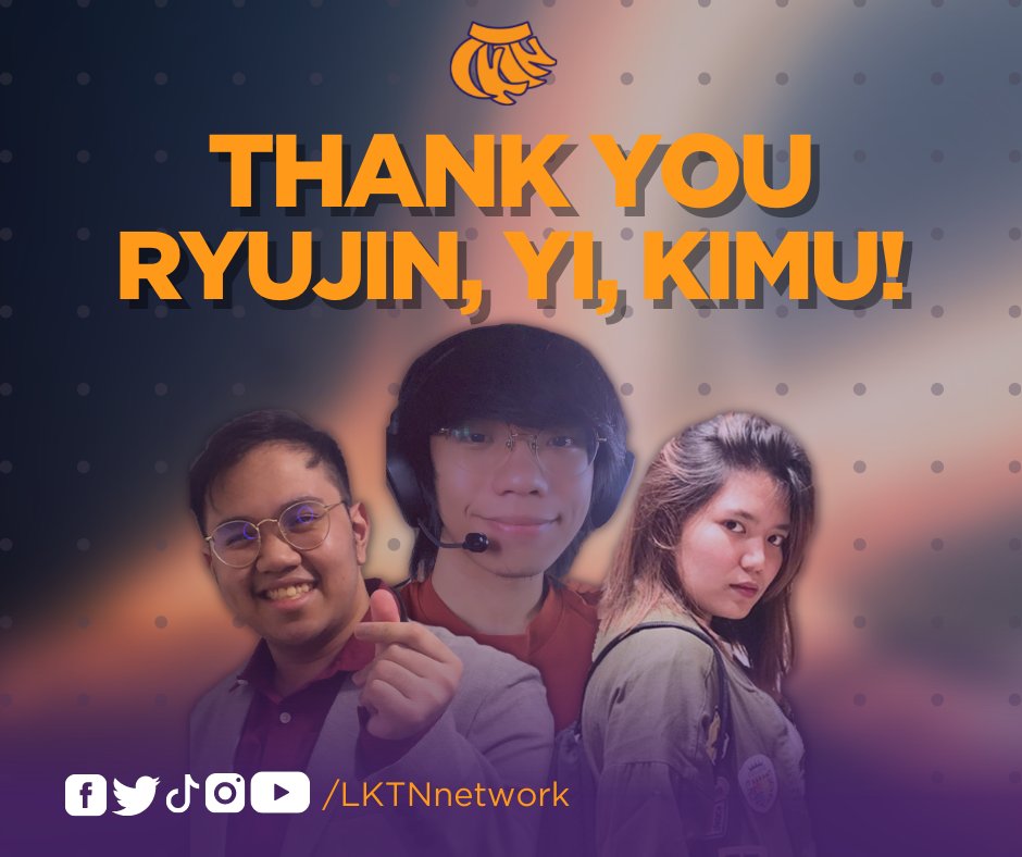 LKTNnetwork's tweet photo. As of today, we bid farewell to Kimu, Yi, and Ryujin! LKTN Network is really thankful for the time you have dedicated, and for letting us be part of your growth as content creators. 

We wish you nothing but the best in your future endeavors! https://t.co/vXimfO8Ocf