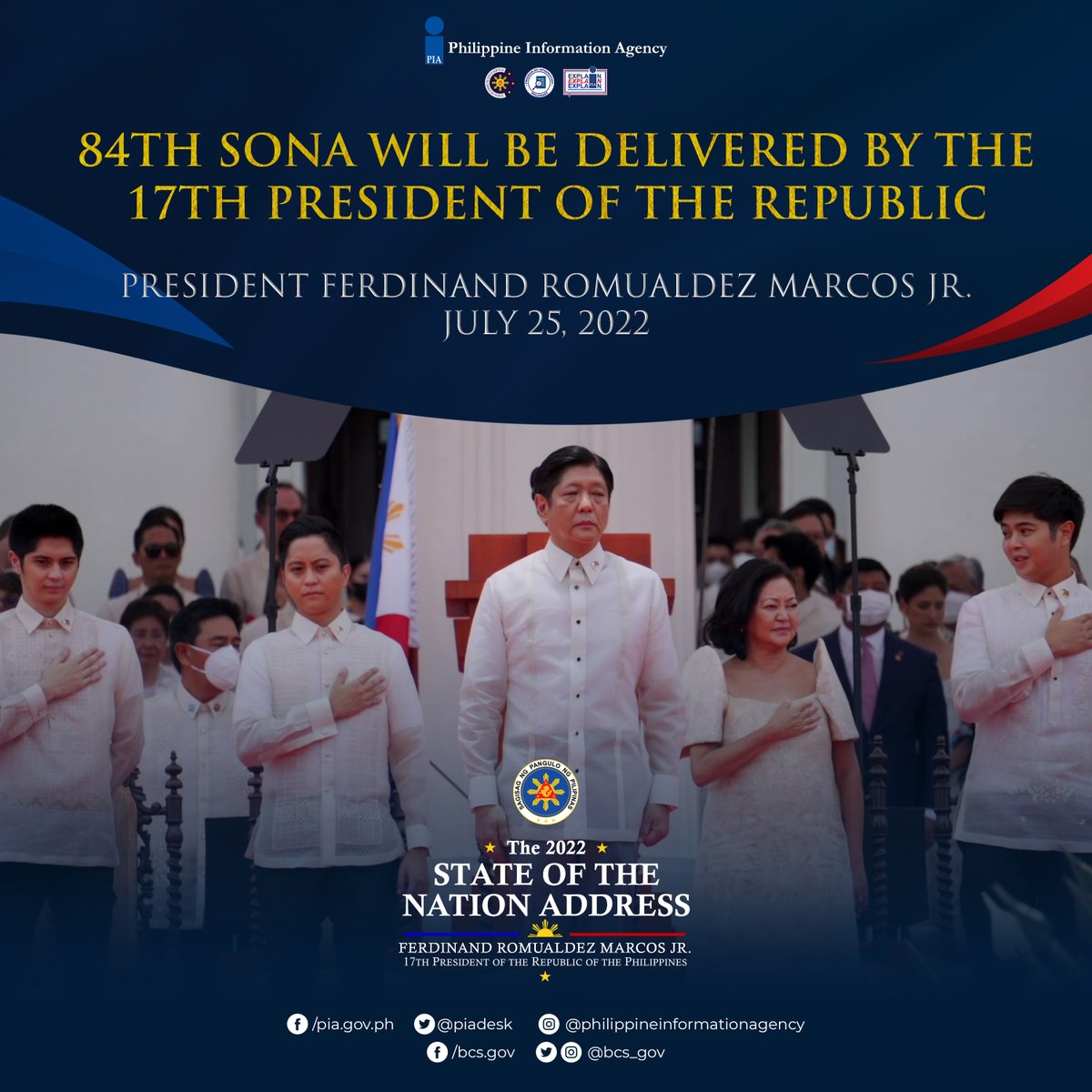 PIADesk's tweet photo. PBBM WILL DELIVER HIS FIRST SONA 
On July 25, 2022, President Ferdinand R. Marcos Jr. will deliver his first SONA in Batasang Pambansa. This will be the 84th SONA in history, a tradition that goes all the way back to 1935.
#BBMfirstSONA #PBBMSONA2022 #ExplainExplainExplain https://t.co/y5CEW1Ecxh