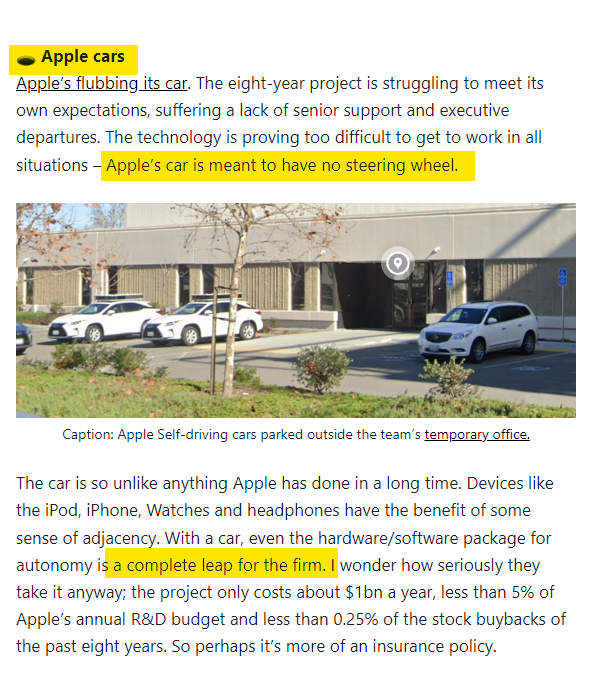 ST3AMCo's tweet photo. APPLE CARS ???

Struggling to see where they may be going wrong here🤣🤣🤣

(Do you know anyone who wants a car without a steering wheel?)

Not the #ArtOfInnovation courtesy of @Azeem's must read @ExponentialView 

Read here: https://t.co/lmUJnuTsvI https://t.co/DyV5yENbBc