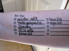 One way to manage a to-do list - as a tattoo on your arm. 2Time Labs