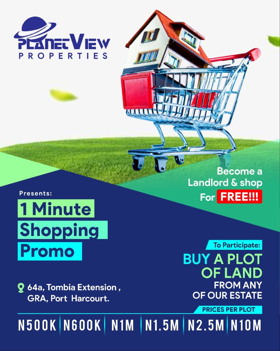 PlanetviewProp's tweet image. Buy a plot of land from planetview properties today and go shopping 🛒 for free.
Planetview cares...
#planetviewproperties #genuineproperties #genuineland #investment #realestate #realtor #landforsale