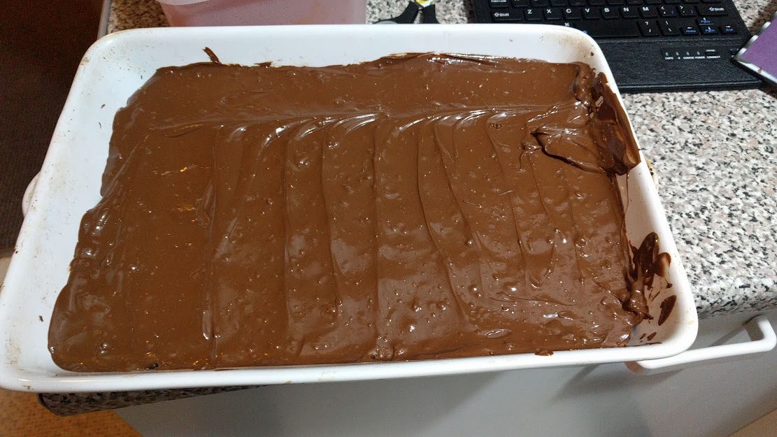 What are you bringing to our party night on Tuesday? We have it on good authority that the Catlin household are bringing their traditional chocolate tiffin!