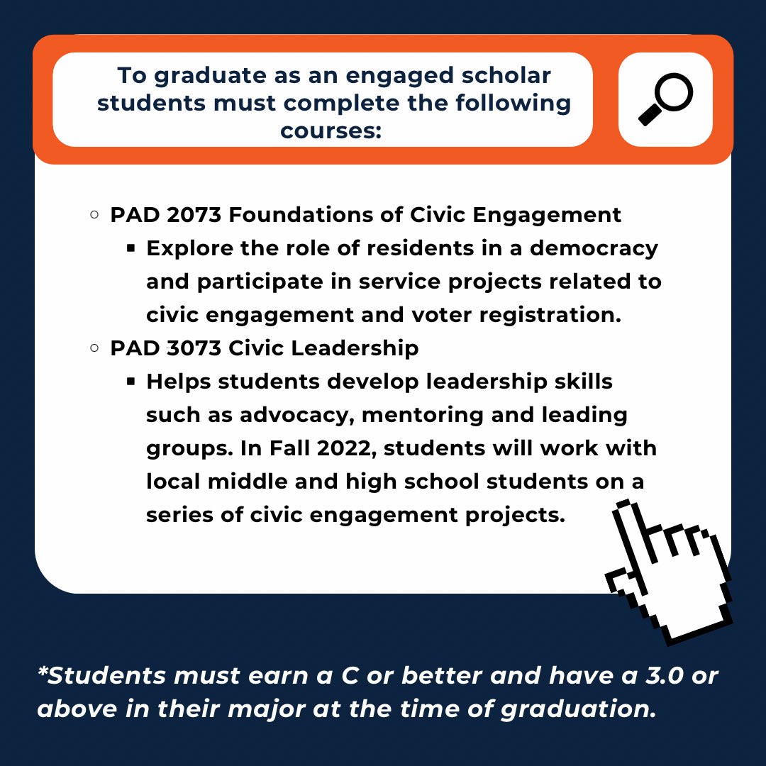 hcaputsa's tweet photo. New program for HCAP students! This is an opportunity for students to gain hands on experience and be recognized as an “Engaged Scholar!” https://t.co/rck5bre53I